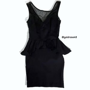 Bebe black Full Spectrum Stella Peplum dress style #70B5S1010000